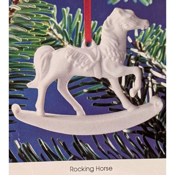 Christmas Ornament Hutschenreuther Horse Rocking Flugel White Biscuit Porcelain - Picture 8 of 14